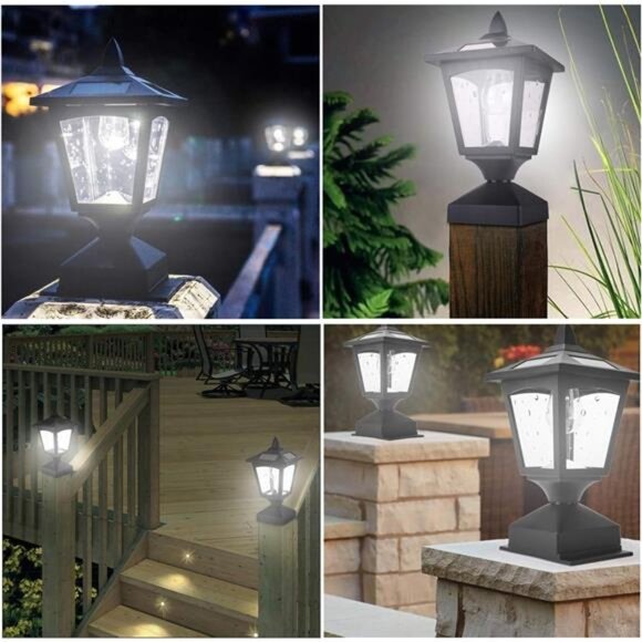 Greluna Solar Post Lights Outdoor, Solar Lamp Post Cap Lights, Pack of 2 - Picture 2 of 8